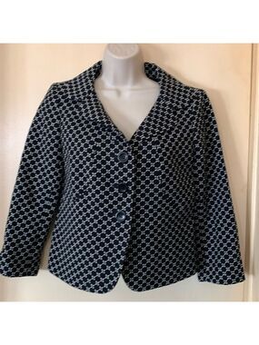Ann Taylor Retro Black and White 3/4 sleeve jacket sz 2